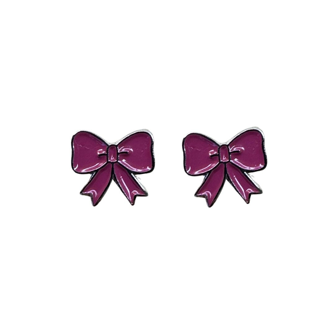 Magenta Bows: Sweet Teeny Tiny Studs.