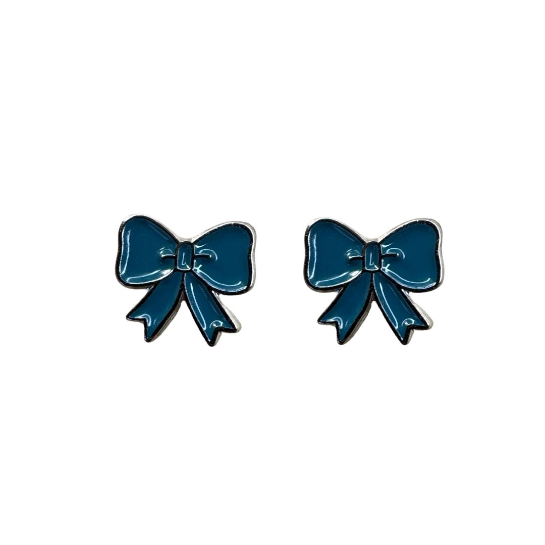 Teal Bows: Sweet Teeny Tiny Studs.
