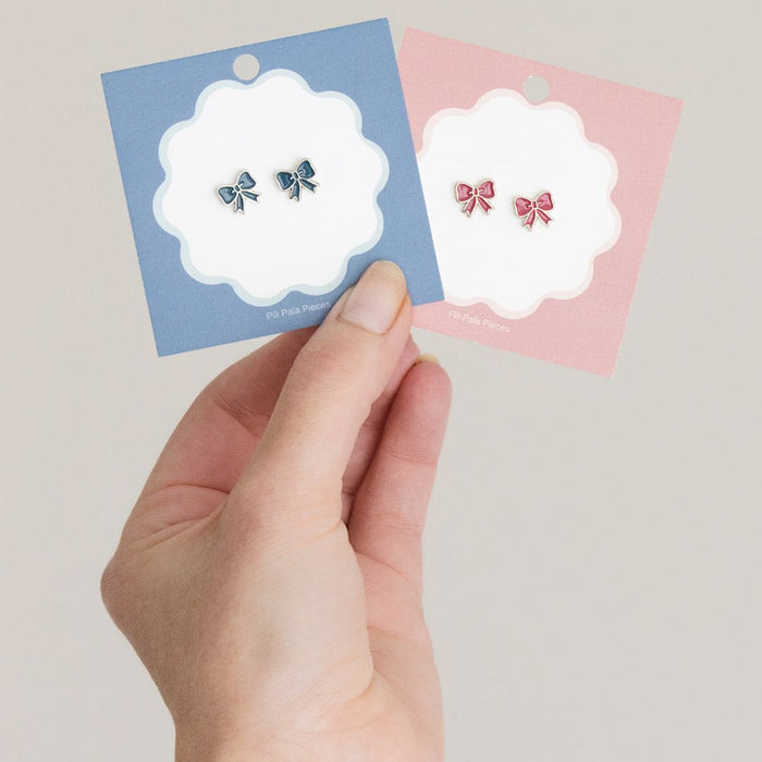 Teal Bows: Sweet Teeny Tiny Studs.