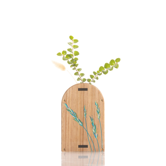 Small Arch Vase - Grass. Tasmanian Oak.