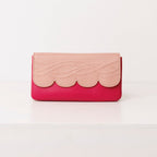 Raspberry leather smartphone wallet/clutch: Scallop Collection.