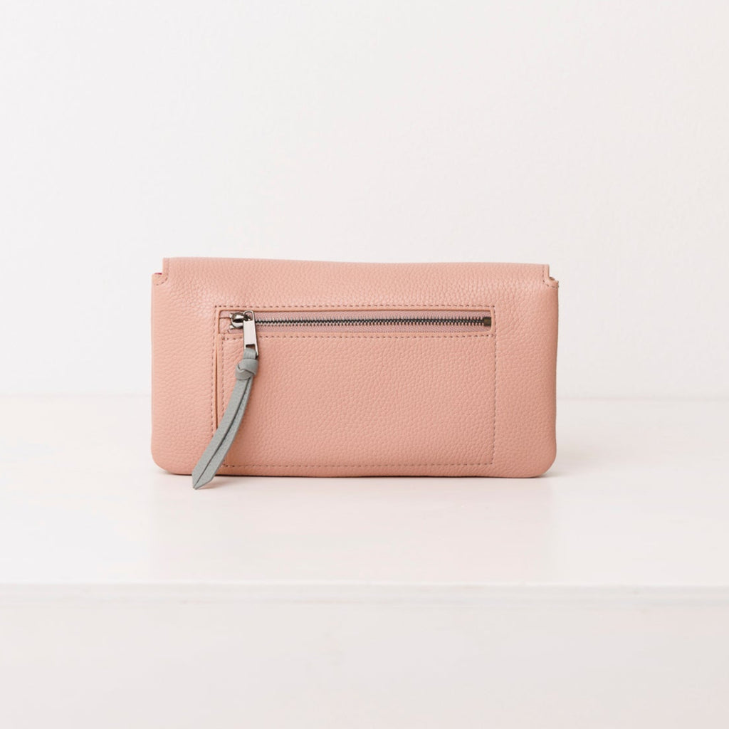 Raspberry leather smartphone wallet/clutch: Scallop Collection.