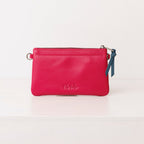 Raspberry leather pouch. Scallop Collection.
