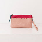 Raspberry leather pouch. Scallop Collection.