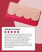 Raspberry leather smartphone wallet/clutch: Scallop Collection.