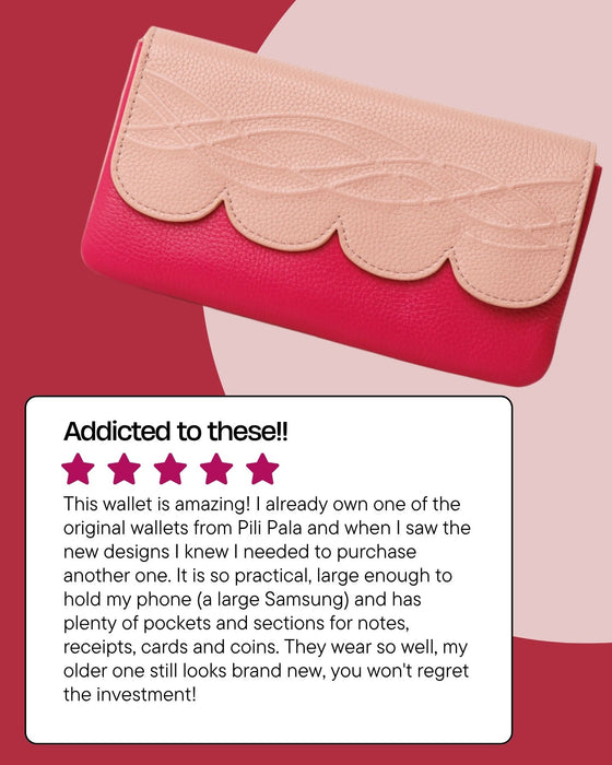 Melody leather smartphone wallet/clutch: Scallop Collection.