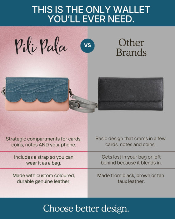 Melody leather smartphone wallet/clutch: Scallop Collection.