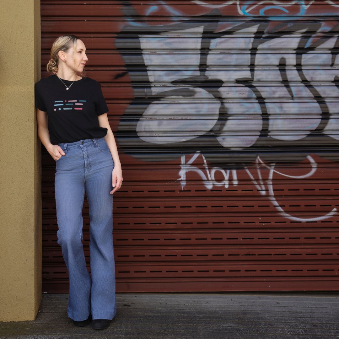 'You' in morse code: T-shirt. Black or white.