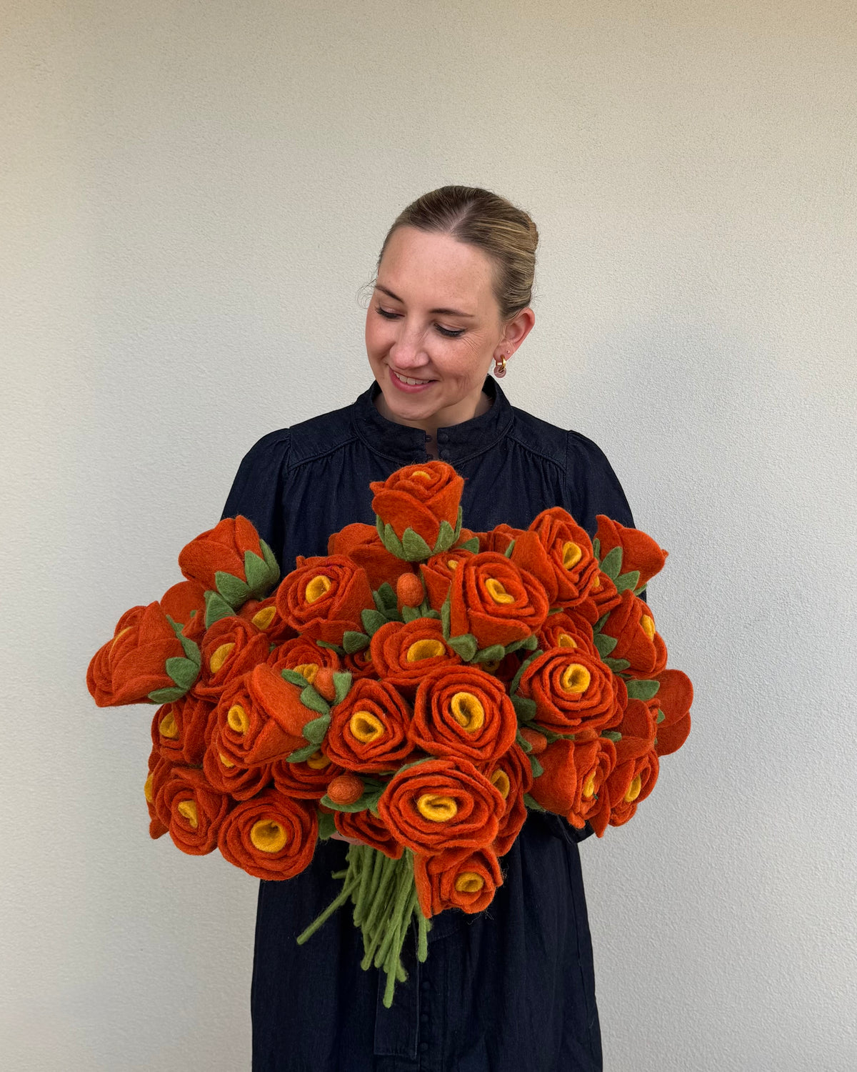 Ranunculus | Coral Orange Felt Flower