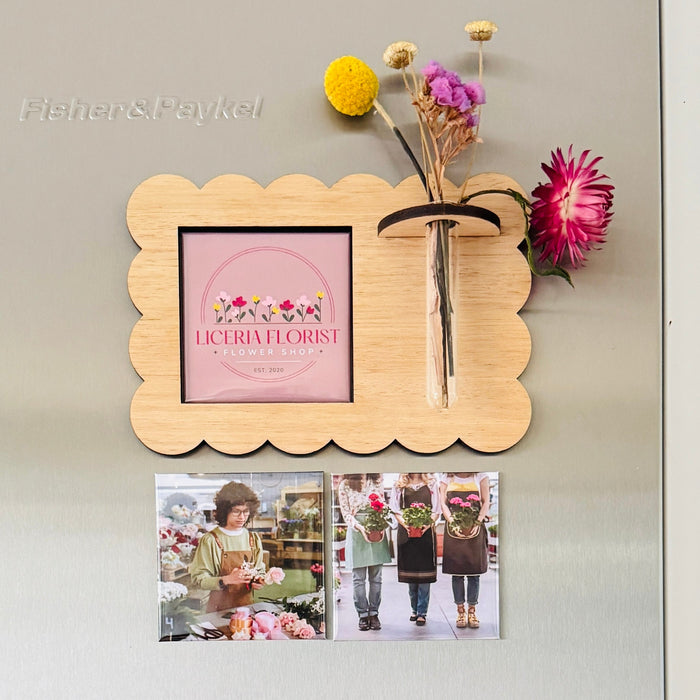 Gift Set: Magnetic Frame with bud vase and 3 x custom photo magnets.