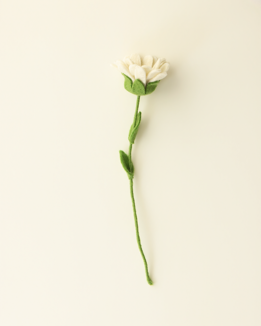 White felt daisy flower, full stem