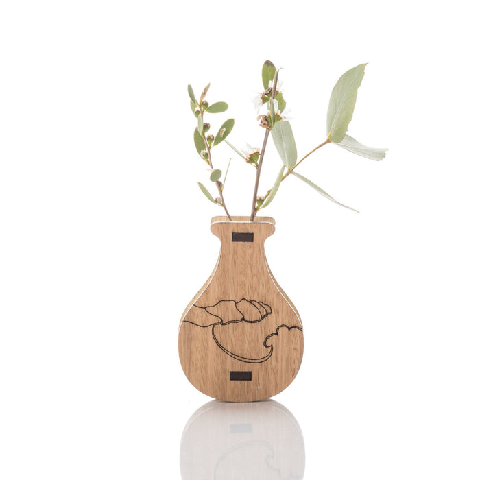 Mini Bud Vase Magnet - Wineglass Bay Design. Tasmanian Oak.