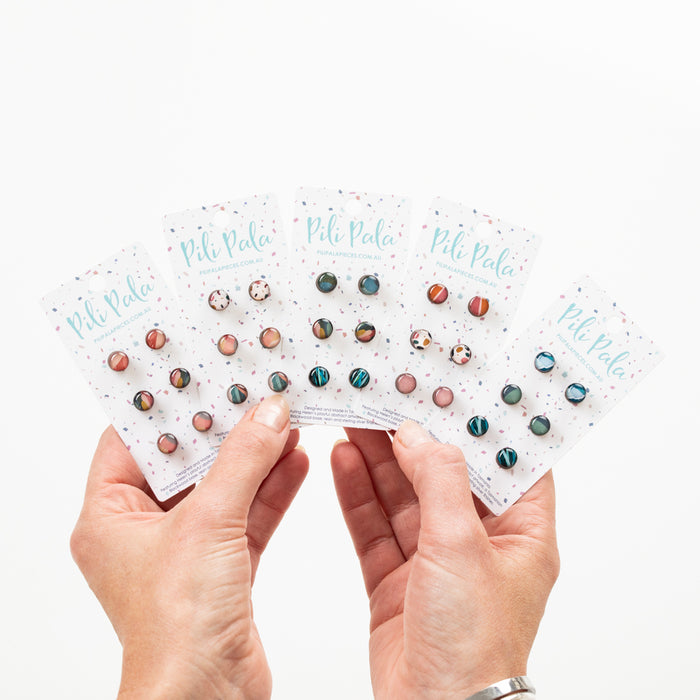 '3 Pack' of small studs. Colour Bomb.