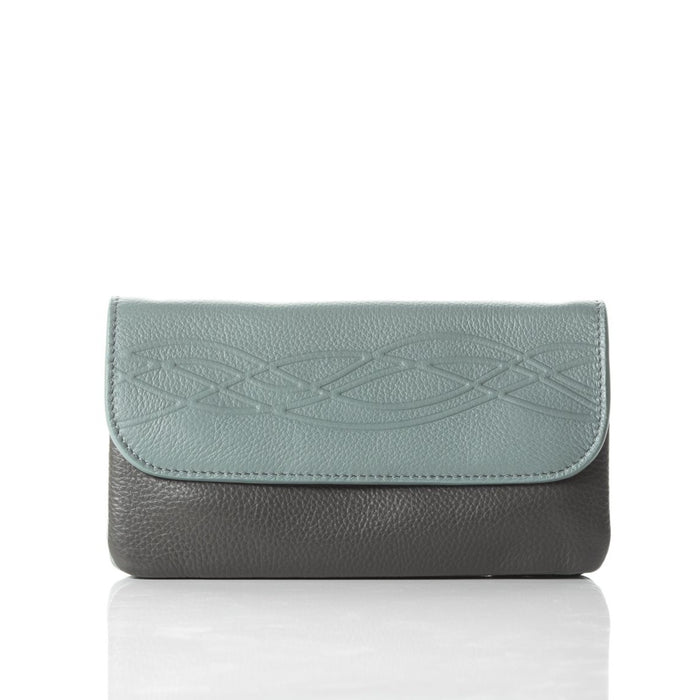 Moss leather smartphone wallet/clutch: 'Wave Range'.